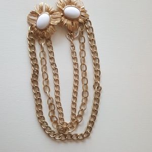 Gold and White Layered Statement Necklace